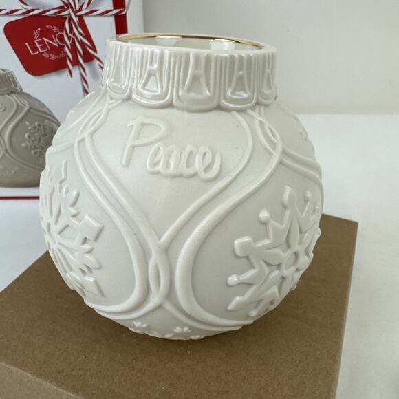 Lenox Christmas Candle holder Ornament White Christmas Joy Peace Tealight Noel - Picture 4 of 16